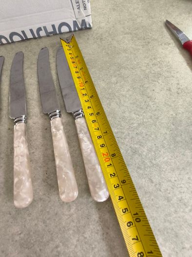 SET OF 6 VTG Everbrite Sheffield England Stainless Steel Knives Mother Of Pearl Handle
