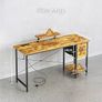 Computer Desk with Drawers & Power Outlets, 140x50cm Home Office Desk with Monitor Stand, Gaming Table with Reversible Storage Shelf Image 2