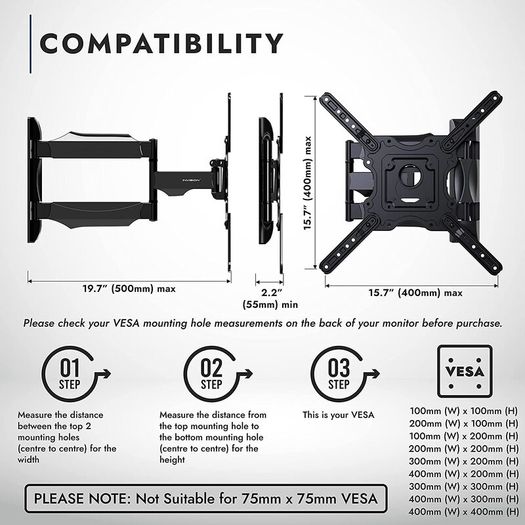 TV Wall Bracket Mount for Screens 24-60 Inches