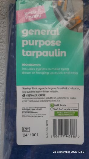 Keep It Handy General Purpose Tarpaulin Tarp 1m2
