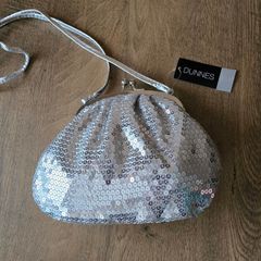 Silver sequin evening hand bag