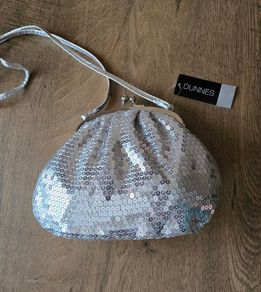 Silver sequin evening hand bag