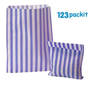 Lot of 200 pcs PURPLE stripe sweet bags 5x7" ideal for candy weddings parties candy cart shop small retails and sweet shops SIZE 5x7 inches