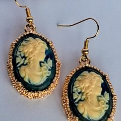 Gilted Oval Cameo Silhouette Earrings