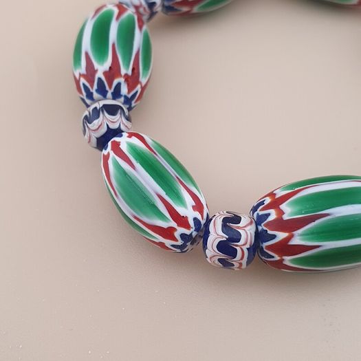 Vintage Venetian Style Chevron Beads Bracelet