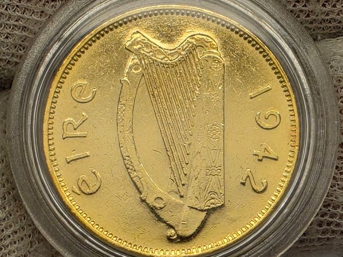 Ireland 1942 1/2d Halfpenny Gold and Silver Plated Coin