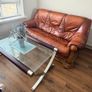 Solid Oak Leather 3+1+1 sofa for sale Image 2