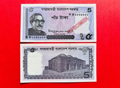 Bangladesh  5 Taka  2017  Pick  53abs. Specimen  Unc.