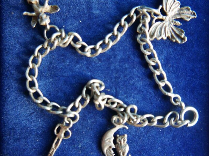 Vintage Sterling Silver 925 Charm Bracelet length 8" - 9,3g