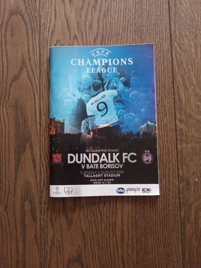 Dundalk v Bate Borisov programme Champions League 2016