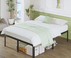 41 cm High Super King Bed Frame, 180 x 200 cm Metal Bed Frame Super King with Rounded Corner Legs