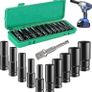 Deep Impact Socket Set 11PCS 1/2 Inch Socket Set 10mm-24mm with Extension Bar and Storage Case for Automotive DIY Repair Image 2
