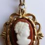Vintage Cameo Pendant Necklace On Gold Tone Necklace Chain Image 3