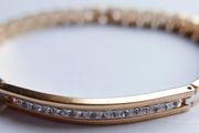 Vintage 1980s Rose Gold Plated Bracelet: Austrian Crystals length 8"