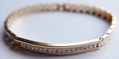 Vintage 1980s Rose Gold Plated Bracelet: Austrian Crystals length 8"