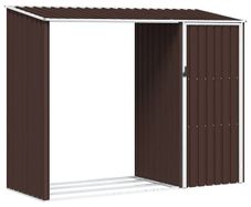 Garden Firewood Shed Brown 245x98x159 cm Galvanised Steel