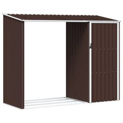 Garden Firewood Shed Brown 245x98x159 cm Galvanised Steel