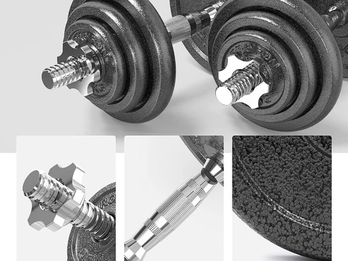 20kg Cast Iron Adjustable Dumbbell Set Hand Weight with Solid Dumbbell Handles Changed into Barbell Handily Perfect for Bodybuilding Fitness Weight Lifting Training Home Gym (FREE POSTAGE)