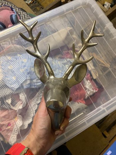 silver deer head