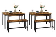 Dining Table and Bench Set for 8 People