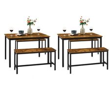 Dining Table and Bench Set for 8 People