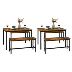 Dining Table and Bench Set for 8 People