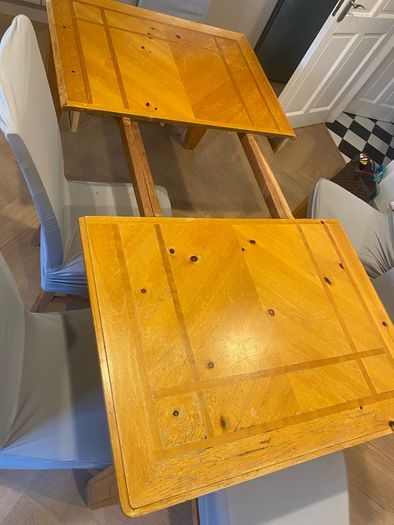 Large Extendable Solid Wood Dining Table & 8 Chairs (Covers Included)