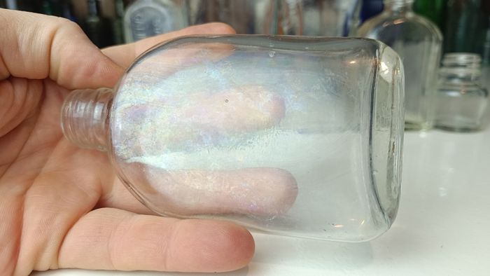 492 - Set of 7 Vintage Clear Glass Screw Cork Top Collectible Decorative Bottles