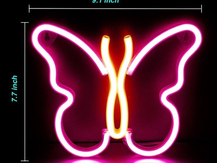 Butterfly Neon Signs Lights for Bedroom Wall Decor, USB or Battery LED Neon Night Light Wall Decoration, Aesthetic Room Decor for Girls, Kids, Living Room, Bar, Dorm, Men Cave (MULTIPLE COLOURS)