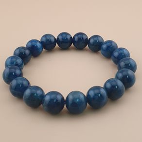 Deep Ocean Blue Apatite Bracelet Polished Round Beads