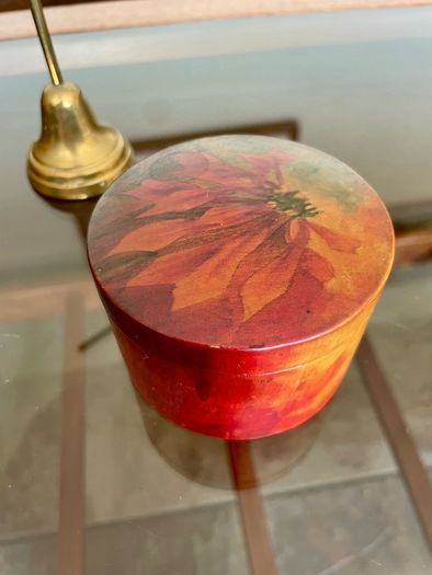 Vintage German Wooden Hand Painted Lacquered Jewellery Trinket Box Ring Box