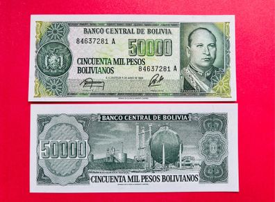 Bolivia. 50,000  Pesos. 1984  Pick  170a  ( Uncirculated )