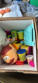 Box of play doh and shapes, cutters, play doh dentist