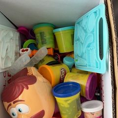 Box of play doh and shapes, cutters, play doh dentist