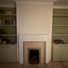 Shelves and cabinet