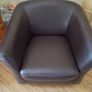 2 chocolate faux leather armchairs Image 2