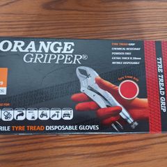 Orange Gripper nitrile tyre tread disposable gloves  size 9/ L  100pcs