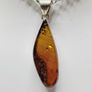 Vintage Sterling Silver Amber Pendant & Chain - Statement Necklace Image 3