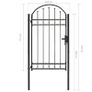 Fence Gate with Arched Top Steel 100x175 cm Black Image 5