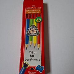 12 Junior Triangular Pencils & Sharpener