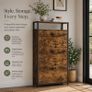 Rustic Brown Shoe Cabinet with 3 Flip Drawers Space Saving Storage Image 2
