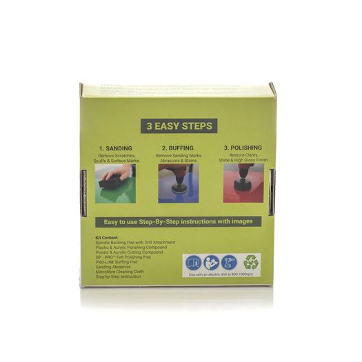 Glass Polish 31007 DIY Plastic & Acrylic Scratch Repair & Polishing Kit - 50mm with Drill Attachment