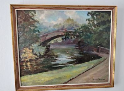 Oil Painting of Duck Pond, possibly Stephens Green.