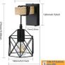 Industrial Wall Lights Indoor with Switch, Vintage Wooden Wall Lamp, E27 Black Cage Wall Lights, Wall Sconces Indoor for Farmhouse, Living Room, Bedroom, Hallway, Stairwell, Bar (2 Pack) Image 3