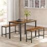 Dining table, kitchen table set, with 2 benches Image 5