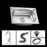 Small Kitchen Sink, Single Bowl Stainless Steel Sink for Undermount and Flushmount Intallation Reversible Drainer with Waste Pipes Clips (Color : Silver, Size : A(37x32cm) Image 2