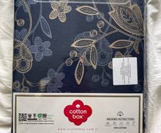 Cotton Box Satin Duvet Set - Single 155x220cm - Noctelle Beige / Navy - 100% Cotton - New and Sealed