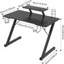 Gaming Desk 100 x 55 cm, Gaming Desk with Monitor Shelf, PC Gaming Table Gaming Table with Carbon Fibre Surface, Gaming Table, Computer Desks for Home with Drink Holder and Headphone Hooks Image 5
