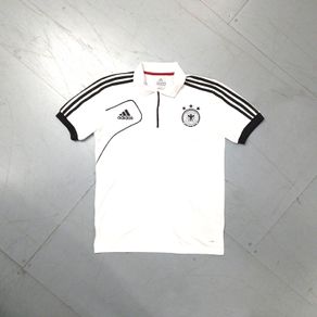 FREE POST Vintage Germany (S) 2010 Polo Shirt  Jersey adidas Football Soccer Deutschland Die Mannschaft Small WHite