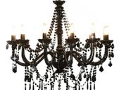 Chandelier with Beads Black 12 x E14 Bulbs